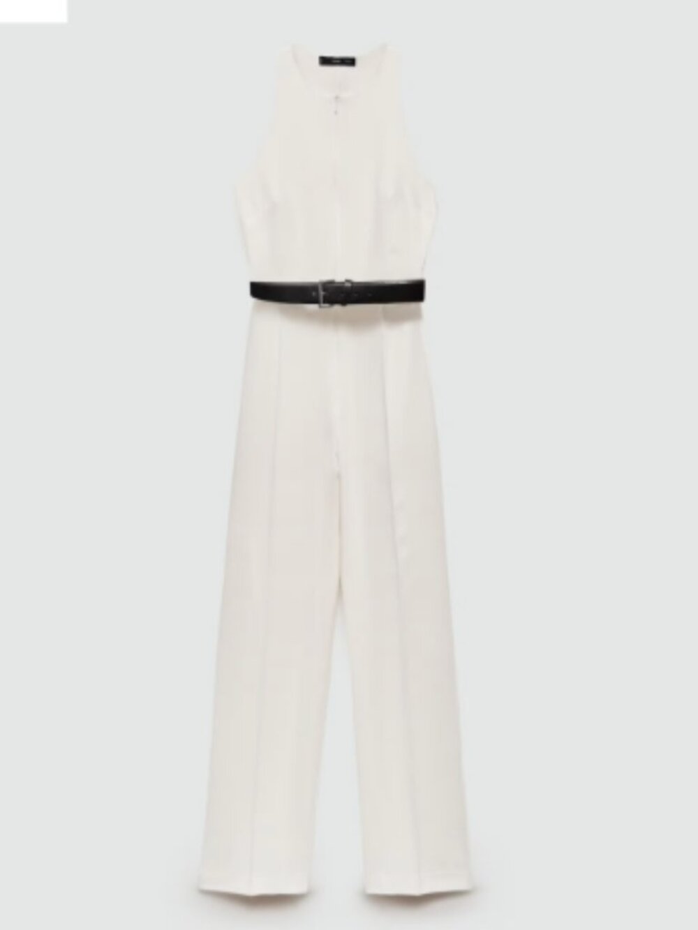 Mango - White Jumpsuit with belt and zip - Size L
